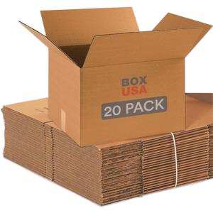 BOX USA Moving Boxes 18"L x 14"W x 12"H (20-Pack) Medium - Corrugated Cardboard Box for Shipping, Mailing, Packing, Packaging and Storage