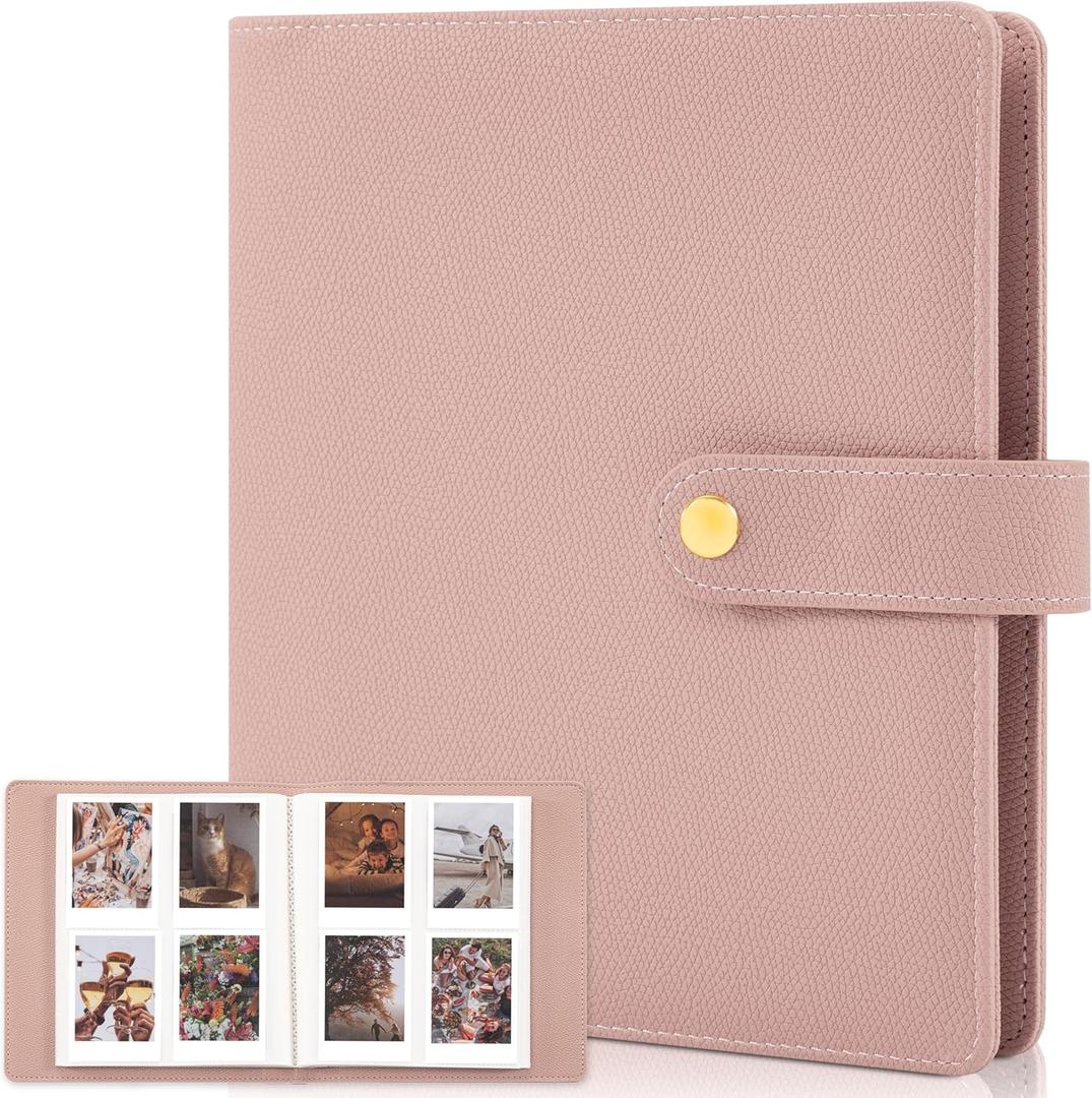 Beautiful Photo Album for 2x3 in Polaroid Photos - Safely Holds Your 300+ Pictures Of Unique Memories - The Perfect Instax Mini Compatible Photo Book To Store Pictures Or Trading Collection Cards (Pink)