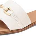 Womens Flat Sandals Dressy Square Open Toe Summer Slides Sandals Slip on Comfortable Leather Sandals for Women, Size 38