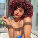 Gowit Gogo Curl Crochet Hair 8 Inch 6 Packs Short Curly Crochet Hair for Black Women Burgundy Deep Ocean Wave Beach Curl Crochet Braids Synthetic Braiding Hair Extensions (8inch,TBUG)