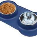 AsFrost Dog Food Bowls Stainless Steel Dog Food and Water Bowl Set, Dog Bowls No Spill Non Slip Silicone Mat, Dog Dishes for Small Medium Size Dogs Cat Puppy Pet Food Feeding Bowls, Blue, 12oz