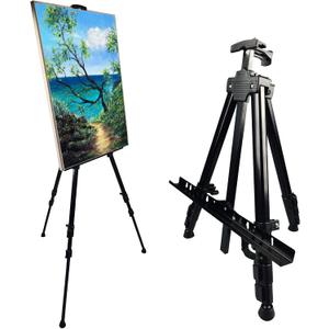 Art Painting Display Artist Easel Stand,Ns Jymb Portable Metal Adjustable Easels for Painting Canvases Height from 17 to 66 Inch - Carry Bag for Table-Top/Floor Displaying and Wedding Signs - Black