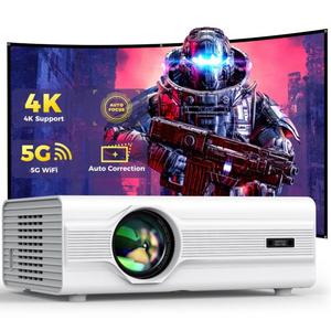 [Auto Focus/Keystone] Projector with WiFi 6 and Bluetooth 5.2, 600 ANSI Native 1080P 4K Supported, Agreago Outdoor Projector with Screen, Movie Projector Compatible with HDMI/USB/TV Stick