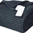 Premium Waffle Throw Blanket Queen XL Size Anthracite - Luxury, Pure 100% Turkish Cotton, Light & Airy Waffle All-Season Quilt - Decorative Bedspread (Anthracite, Queen XL 95" x 102" Inch)