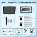 9 inch Wireless CarPlay Single Din Car Stereo 1 Din Touch Screen Car Play Android Auto Radio with Mirror Link/1080P/EQ Audio/SWC/Bluetooth/ 7 Collor Buttons +Backup Camera