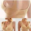 Wireless Sports Bras for Women Padded Breathable Hollow Out Seamless Support Yoga Walking Bra (Beige, S)