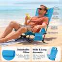 Joyfair 2 Pack Beach Chair Camping Chairs Set(High Back), Heavy Duty Folding Low Lawn Camp Chair for Adults for Outdoor Sport Fishing, Armrest Chair with Portable Bag, Pillow, Cup Holder (Blue)
