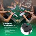 Queensell 35" Folding Game Table with Cup Holders, Domino and Mahjong Table with Heavy-Duty Legs, Double-Sided Mat and Storage Bag, 34 x 34 x 27 inches