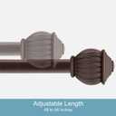 Kenney KN71713 Beckett Soft Square End Standard Decorative Window Curtain Rod, 48-86" Adjustable Length, Weathered Brown Finish, 5/8" Diameter Steel Tube, 1-Pack