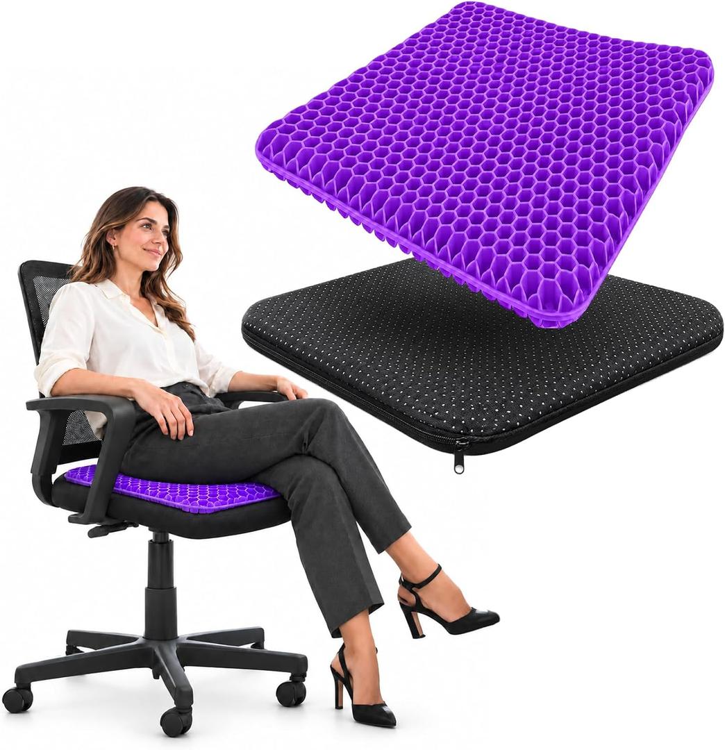 Purple Gel Honeycomb Slim 0.8 Seat Cushion for Office Chair, Breathable TPE, 15.35 x 13.78 x 0.87 in