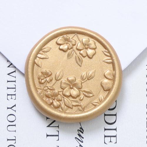 UNIQOOO Wax Seal Stickers - 3D Begonia Wedding Invitation Envelope Botanical Seal Stickers, 40 Pcs Self- Adhesive Light Gold Stickers, Perfect for Invitation, Christmas, Gift Wrapping, Party
