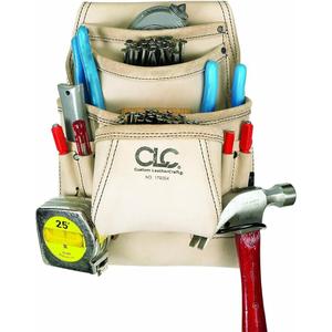 CLC, I823X, Nail and Tool Pouch w/ 2 Hammer Loops, Leather