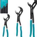 Libraton CR-V Steel Plumbing Pliers Set - Groove Joint & V-Jaw Tongue & Groove Pliers, Pipe Grips, Ratcheting Push Button Adjustment, 3PCS