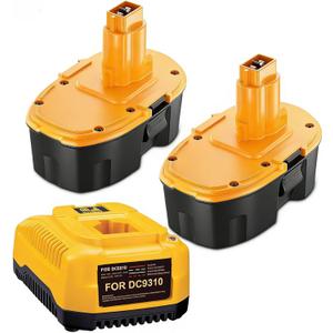 2Pack 5000mAh Replacement for Dewalt 18V Battery Ni-Mh Compatible with DC9098 DC9096 DC9099 DC970 DW9095 DW9096 DW9098 DW9099 DE9039 DE9096 with DC931 Ni-Cad Ni-Mh 18V Charger for Cordless Power Tools