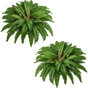40" Artificial Boston Ferns Bush Plants, Set of 2, Large Faux Ferns Hanging Decor with 53 Fronds, Fake Vines Indoor Or Outdoors Planter for Home and Office Decor