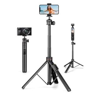 JOILCAN Tripod for iPhone & Camera, 64" Selfie Stick with 360° Ball Head Remote & Phone Holder, Extendable Portable Phone Tripod Stand for Travel Vlog Compatible with Canon Sony DLSR DJI