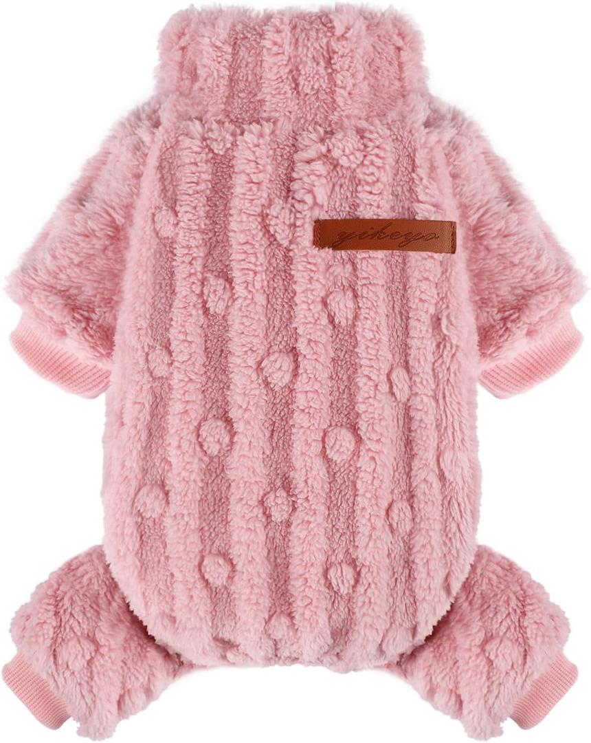 Kosiyi Dog Sweaters for Small Dogs Girl Boy Dog Clothes, Puppy Sweater Fall Winter Turtleneck Pullover Chihuahua Thick Warm Doggie Pajamas, Cold Weather Fleece Outfit, Puppy Pjs, Onesies, Pink, S