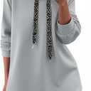 Fisoew Womens Casual Oversized Hoodies Loose Drawstring Long Sleeve Fleece Hooded Pullover Sweatshirts (Small, Grey)