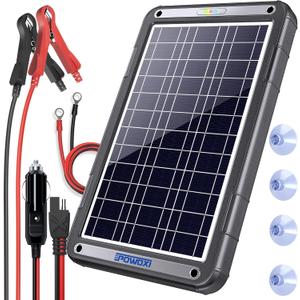 POWOXI 12V Solar Car Battery Charger: 12W Solar Trickle Charger Maintainer with MPPT Controller for Car - RV Boat Marine Motorcycle - Solar Panel Kit for Automotive Trailer Truck Snowmobile Tractor