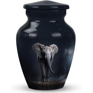 Elephant Walking in Dark Cremation Urns - 3 Inch - Pack of 1 - Adult Male Keepsake