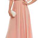 Bbonlinedress Womens Lace Bridesmaid Formal Evening Gowns Prom Chiffon Wedding Guest Dress (S, Pink)
