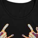 SHENHE Women's Summer Ruched Sleeveless Hands Print Crewneck Drawstring Tank Crop Tops (Black, XS)