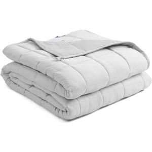 BB BLINBLIN Cooling Weighted Blanket Heavy Blanket,Premium Soft and Comfortable Material and Glass Beads (Light Grey, 80''x87'' 30lbs), Two Persons(140~240lb) Sharing Use on Queen/King Bed
