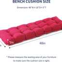 IPYNBAP Outdoor Bench Cushion, 48x18x5 Inch, Waterproof Bench Cushion for Outdoor/Indoor Furniture, Tufted Patio Bench Seat Cushion, Fade Resistant Outdoor Cushions for Porch Swing Couch, Burgundy