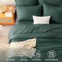 CozyLux Twin Comforter Set with Sheets 5 Pieces, Forest Green Seersucker Luxury Textured Bed in a Bag, All Seasons Soft Bedroom Bedding Sets with Down Alternative Comforter, Sheets, Pillowcase & Sham