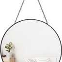 Dahey 11.8-inch Small Hanging Circle Mirror Wall Decor Gold Round Mirror with Hanging Chain for Living Room Bathroom Bedroom Dorm College Office, Black