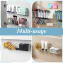 3 Pack Bathroom Makeup Organizer Long Narrow Clear Cabinet Door Organizer Wall Mount Clear Bathroom-Organizers and Storage with 3 Compartments Acrylic Shower Shelves for Kitchen & Bathroom, Office