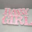 Set of 8 Pink Baby Shower Decoration for Girl Baby LED Letters Party Supplies Light up Letter Battery Operated Letter for Table Centerpieces Wedding Valentines Day Decoration(8.7 Inch)