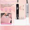 Electric Nail File Professional Kit - 45000RPM Portable Nail Drill Electric File with 11 Bits & BaseLED ScreenUltra-Silent, Rechargeable Nail Drills Machine for Acrylic Nails Gel Polishing (Pink)
