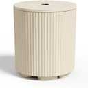 Adjustable 14.8 Inch Patio Table Top  Tempered Round Outdoor Tray with 1.6 Inch Umbrella Hole for Patio & Garden Tables, White