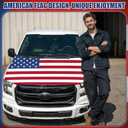 1 Pack American Flag Car Hood Cover 63 x 47 Inch Car Hood Cover | 250th Anniversary Weatherproof Car Hood Cover with Adjustable Elastic Straps, Ideal for Trucks Cars Suvs All Seasons Outdoor