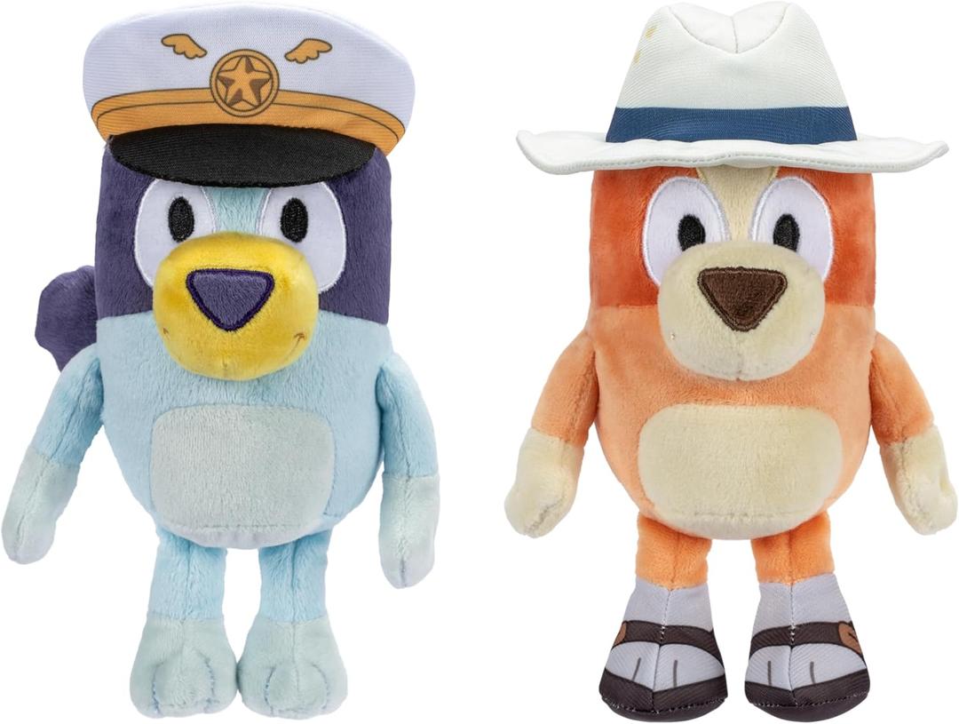 Bluey Plush Stuffed Animals Pack of 2, 16-23, Soft, Captain and Holiday Plush Figure Toys, Cuddly Stuffed Animals for Kids Ages 3+