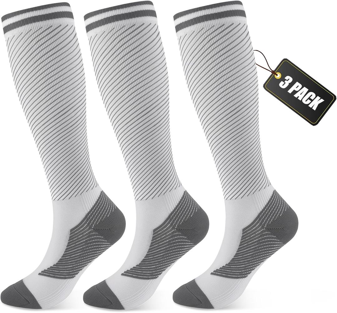 FULLSOFT Medical Graduated 30-40mmHg Compression Socks for Women&Men Circulation Knee High Socks Hiking Running Stockings