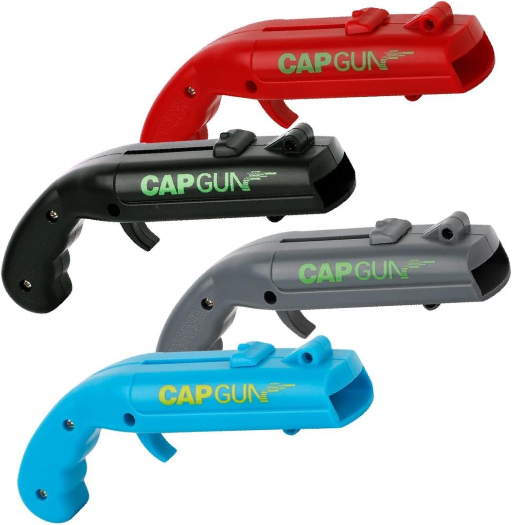 Cap Shooting Bottle Opener Gun - Launches Caps for World Cup Parties, BBQs & Adult Gatherings, Fun Gadget for Men, Unique Gag Gift for Sports Events (Blue red black gray)