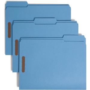 Smead Fastener File Folders, 50 Count, Blue, Reinforced 1/3-Cut Tabs, 2 Fasteners, Letter Size (12040)