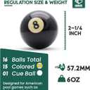 EAGLES Professional Billiard Ball Set 2-1/4" Regulation Size Pool Table Balls High-Density Poly-Resin for Precision Balance, Friction Resistance & True Roll Complete 16 Ball Set