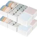 DIMJ Drawer Organizers - Set of 8 Fabric Closet Organizers and Storage, Drawer Dividers for Baby Clothes, Socks, Belt, Tie (Pink) (White)