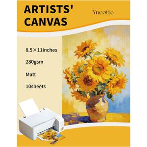 10Pcs Fabric Print Sheets for Inkjet Printers, 8.5x11" Bright White 280gsm Printable Fabric Sheets, Tear-Resistant - Print with Glossy Side for Photo Art Sketch Printing