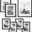 SONGMICS Picture Frames with 7 Mats, Set of 7 Collage Photo Frames, One 11x14, Two 8x10, Four 6x8 Frames, Hanging or Table Display, Glass, Black URPF37BK, 11*14 + 8*10 2 Pack + 6*8 4 Pack
