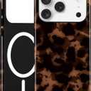 Jusy Compatible with MagSafe Brown Tortoise Shell Print Phone Case for iPhone 17 Pro Max, Amber Trendy Luxury Magnetic Soft TPU and Hard PC Protective Phone Cover for Women Girls - Brown