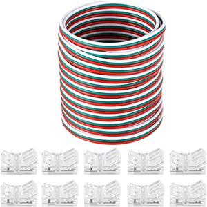 10 Packs Solderless LED Strip Connector, Transparent Track Lighting Connectors, Wire Strip Lights, 16.4 Feet LED Strip for LED Pin Connector (3 Pin, 10 mm)