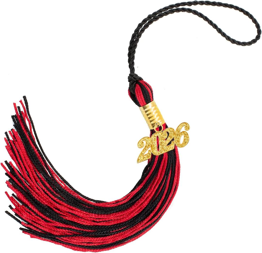 3 x 2026 Graduation Tassel, Graduation Tassel Red Black 2026 Grad Cap Tassels for Graduate Cap Hat Decorations with 2026 Year Gold Charm for Graduations Ceremonies Accessories