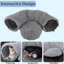 Cat Tunnel with Bed for Indoor Cats - 3FT Multifunctional Cat Tunnel Bed with Toys - Soft, Plush Peekaboo Cat Cave for Kittens, Cats, Ferrets, and Rabbits - Cat Products by PETMAKER (Gray)