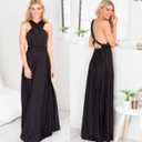 OBEEII Bridesmaid Dress for Womens Infinity Dress Wedding Convertible Multi Way Dress Twist Wrap Long Dress Elegant Cocktail Party Evening Prom Grown Black Large