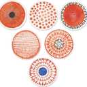 AD Set of 6 Coasters for Drinks Absorbing Round Ceramic Stone Coaster with Cork Base Tabletop Protection Mat for Mugs and Cups,Office,Kitchen (Coral Watercolor Series)