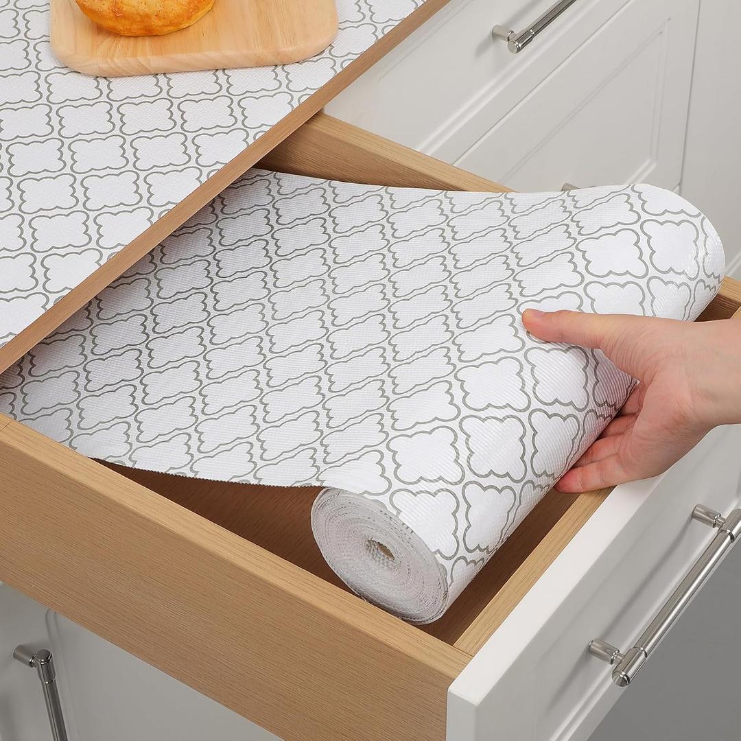 Drawer & Shelf Liner 12In x 20FT- Non-Adhesive Kitchen Cabinet Liners, Waterproof, Non-Slip, Easy to Cut, Reusable Shelf Paper for Dresser Closets Pantry (White Diamond) Drawer & Shelf Liner 12In x 20FT- Non-Adhesive Kitchen Cabinet Liners, Waterproof, Non-Slip, Easy to Cut, Reusable Shelf Paper for Dresser Closets Pantry (White Diamond)